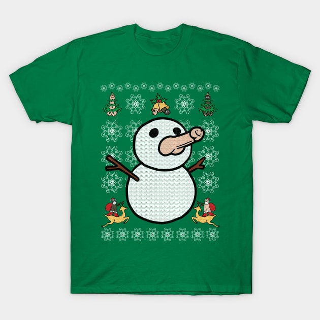 Christmas Penis Snowman Sweater (not ugly) (white) T-Shirt by HotDikkity